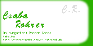 csaba rohrer business card